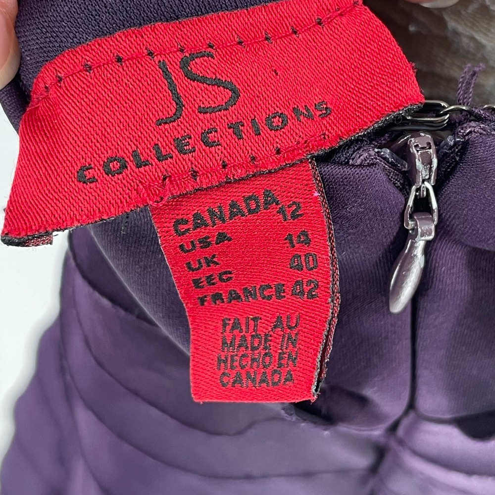 JS Collections Purple Tiered Halter Dress Size 12 Cocktail Wedding Guest Midi - Picture 9 of 11
